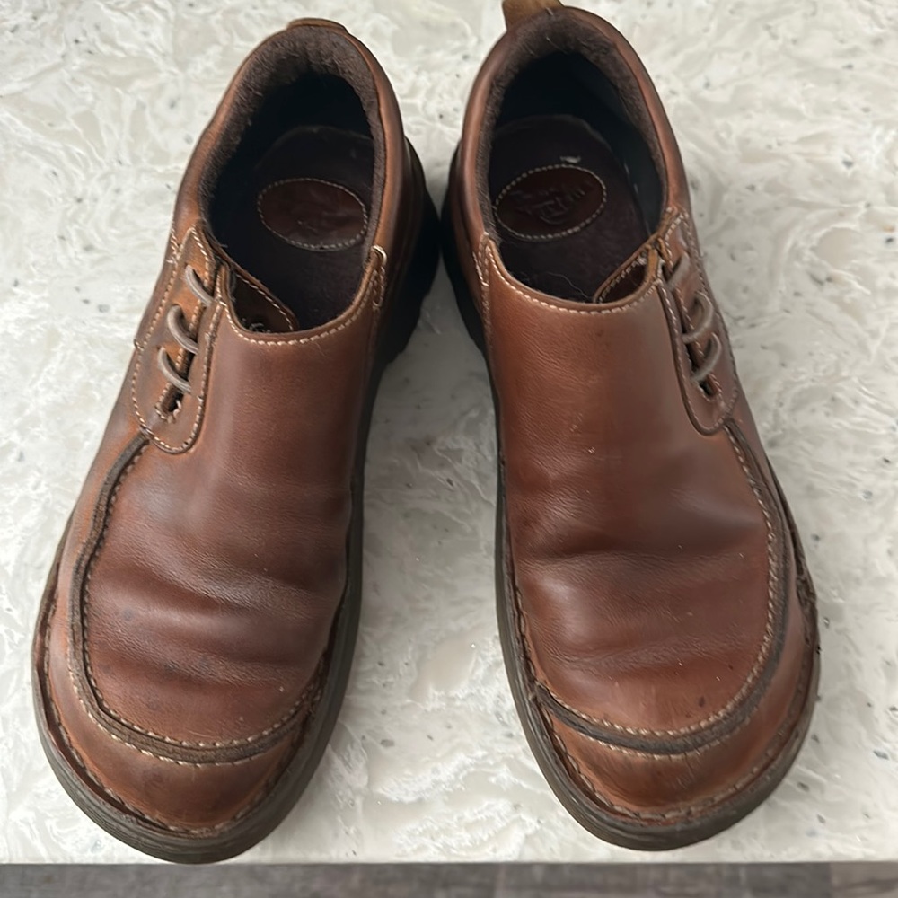 Dr. Martens Brown Natural Oiled Leather Slip On Moccasin Loafer Shoe Mens size 8